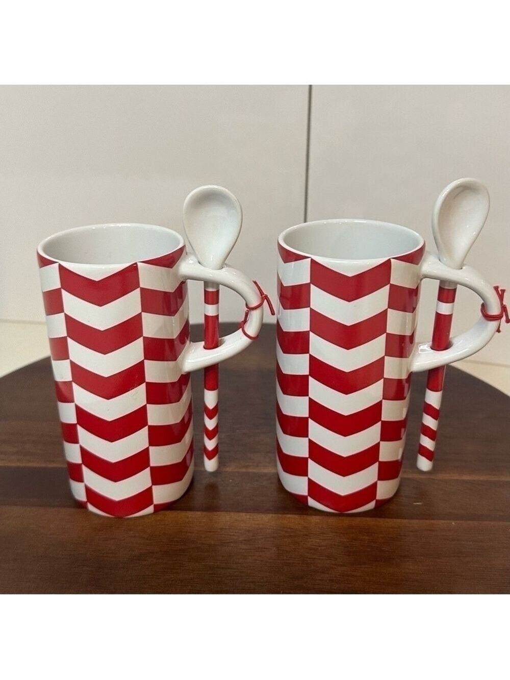 Starbucks 2013 Holiday Chevron Mug Set of 2 w/ Spoons | NWT
